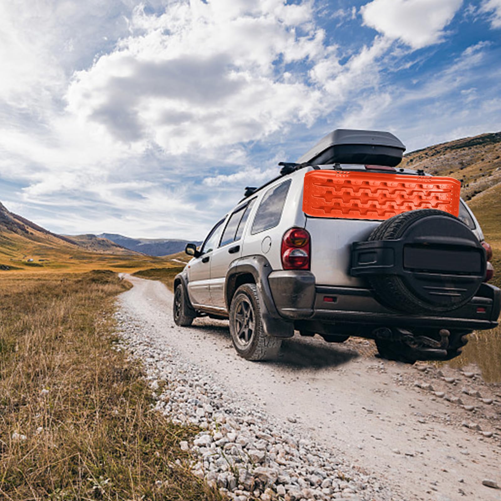 FIVMEN Sandbleche 2 Stück Anfahrhilfe mit Aufbewahrungstasche Offroad Zubehör für Wohnmobil Geländewagen PKW LKW, Orange