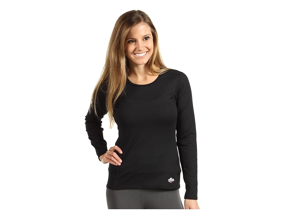 Hot Chillys Micro-Elite Chamois Crew Neck (Black) Women's Underwear INTERNATIONAL SHIPPING