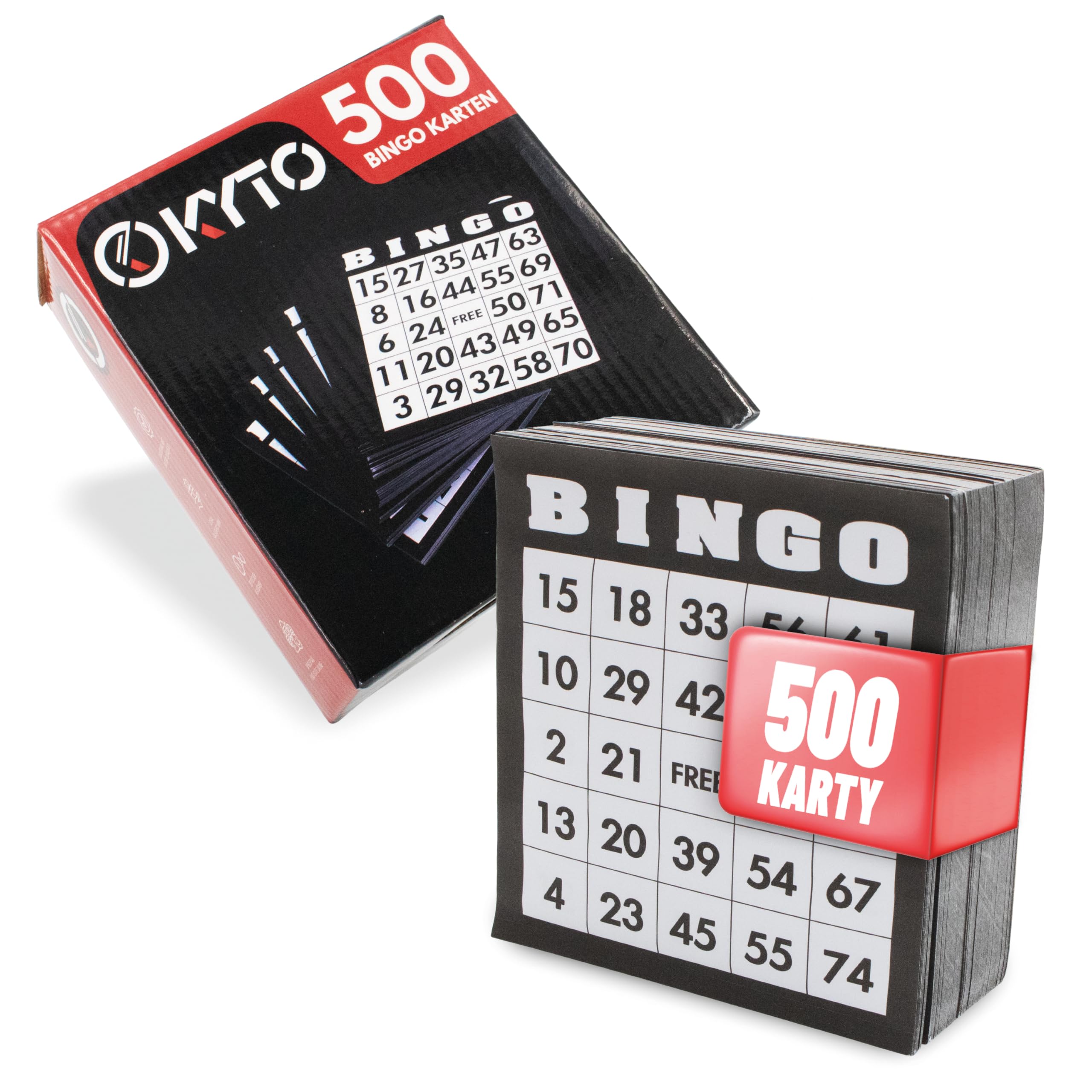 Kyto Zestaw kart bingo 500 sztuk - 500 różnych kart duży zestaw z papieru, dodatkowe karty do tradycyjnej gry, zabawy z przyjaciółmi, rodziną i dziećmi
