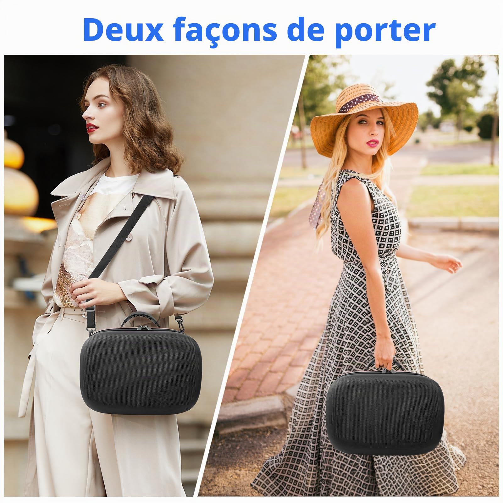 Arvok Étui de Transport pour Meta Quest 3/Quest 2, Grand étui à Doublure Souple pour Kiwi Design/BOBOVR Batterie Bandoulière, Sac de Protection pour Casque VR à Coque Rigide en EVA pour Le Voyage