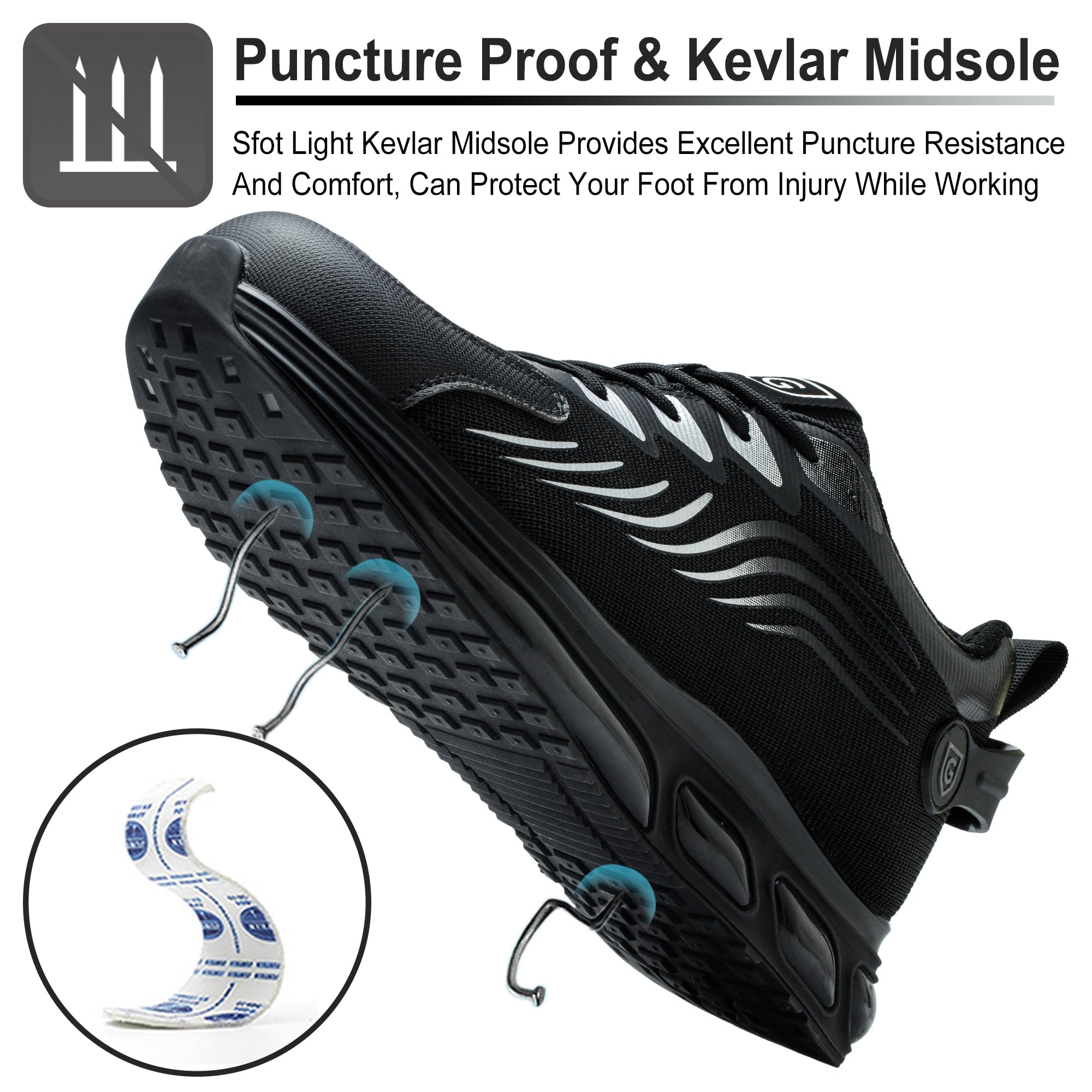 Scarpe Antinfortunistiche Uomo Donna Scarpe Antinfortunistica con Punta in Acciaio Leggero Scarpe da Lavoro Antiforatura Comodo Moda Scarpe Protettive Industriali Ammortizzazione 38EU-46EU