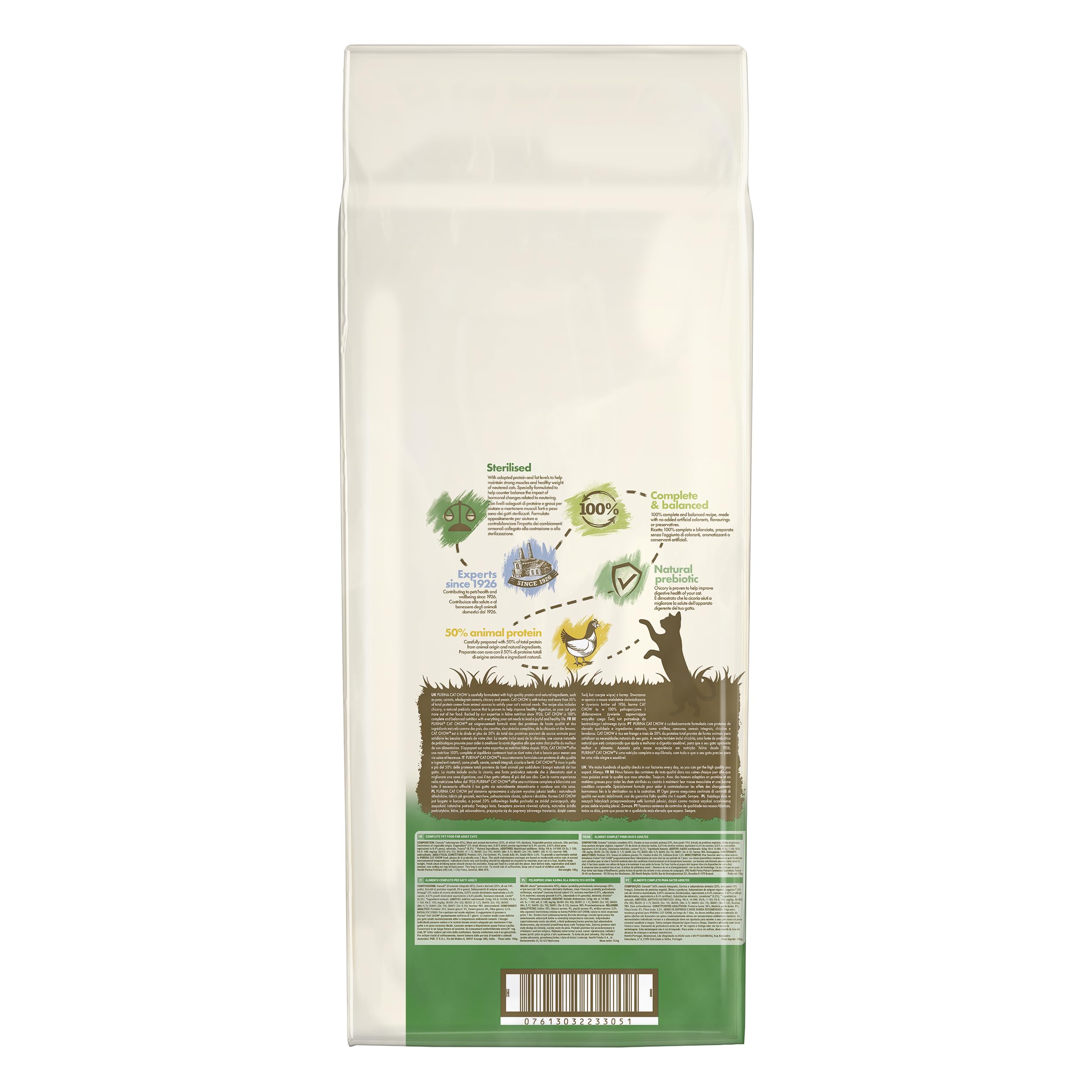 Purina Cat Chow Pienso para Gato Esterilizado Adulto con Pollo, saco de 15kg