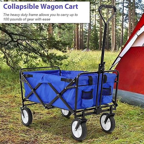 Miniatura 2 de Carrito plegable para exteriores con 4 ruedas todo terreno, carrito de uso al aire libre resistente, carrito de jardín plegable para jardín, vagón