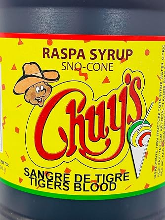 Tiger's Blood Sno Cone Syrup 1 Galon 128 Ounce Raspa Sangre de Tigre Flavor Chuy's