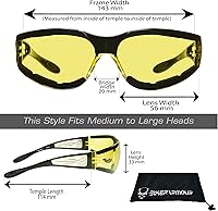 Vista 25 de Bikershades Motorcycle Sunglasses Foam Padded with Flame design for Men for women - Free Microfiber Cleaning Case Dragster