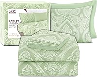 Vista 24 de LDC LUX Décor Colección - Juego de sábanas para cama de tamaño individual con estampado de cachemira – 4 piezas de sábanas de microfibra ultra