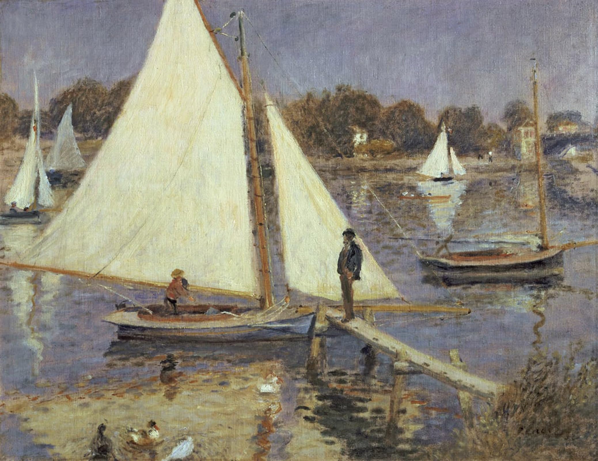 POSTERIIk Famous Animal Posters Vintage Picture the Seine At Argenteuil by Pierre Auguste Renoir Modern Wall Decor for Home Decor 60x90cm