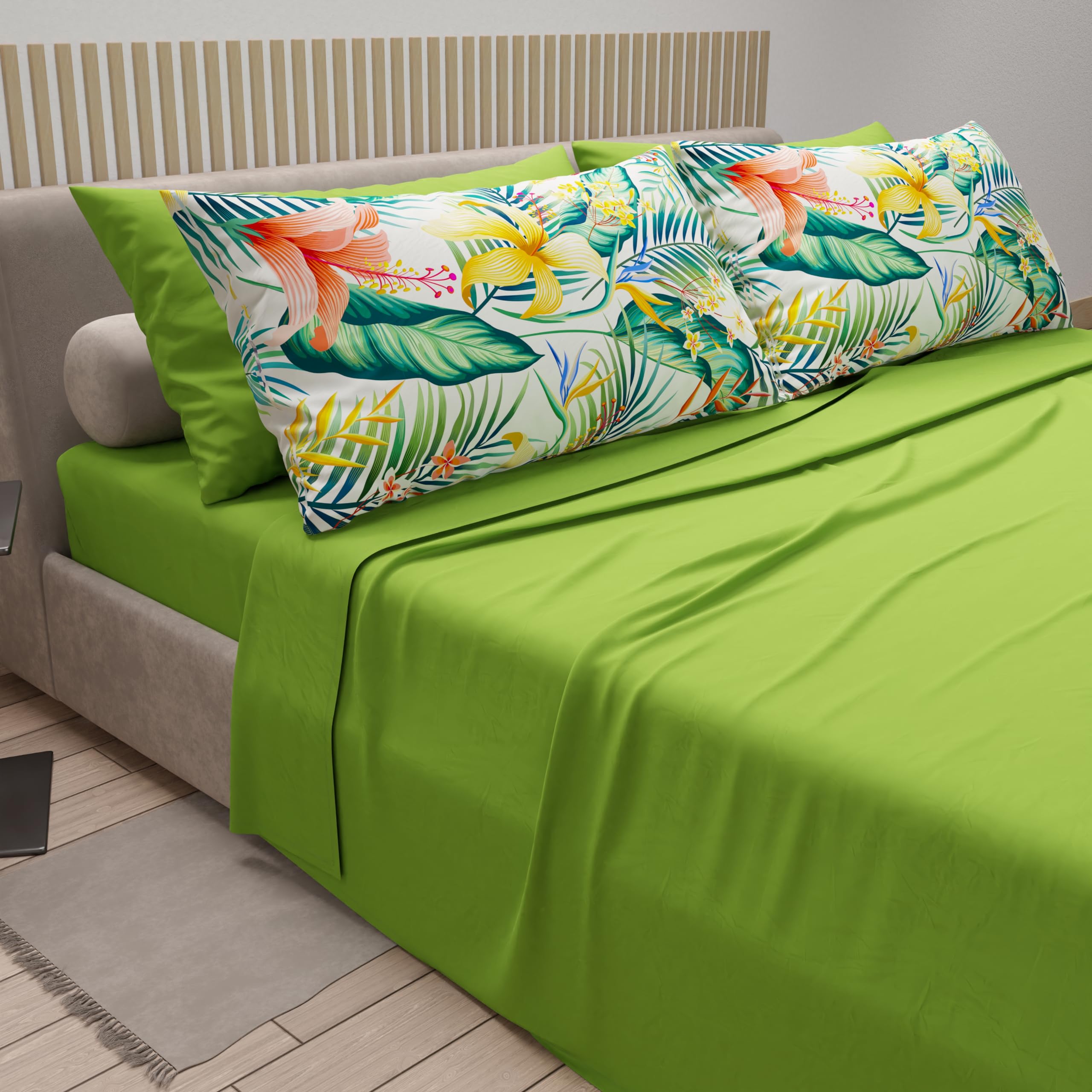 PETTI Artigiani Italiani, Cotton Sheets with Pillowcases in Digital Print, Single Bed Sheet, Single Bed Set, Havana - Image 2