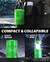 Vista 6 de Lichamp Paquete de 4 linternas LED para acampar, luces de campamento con pilas, linterna plegable LED, kit de suministros de emergencia portátil