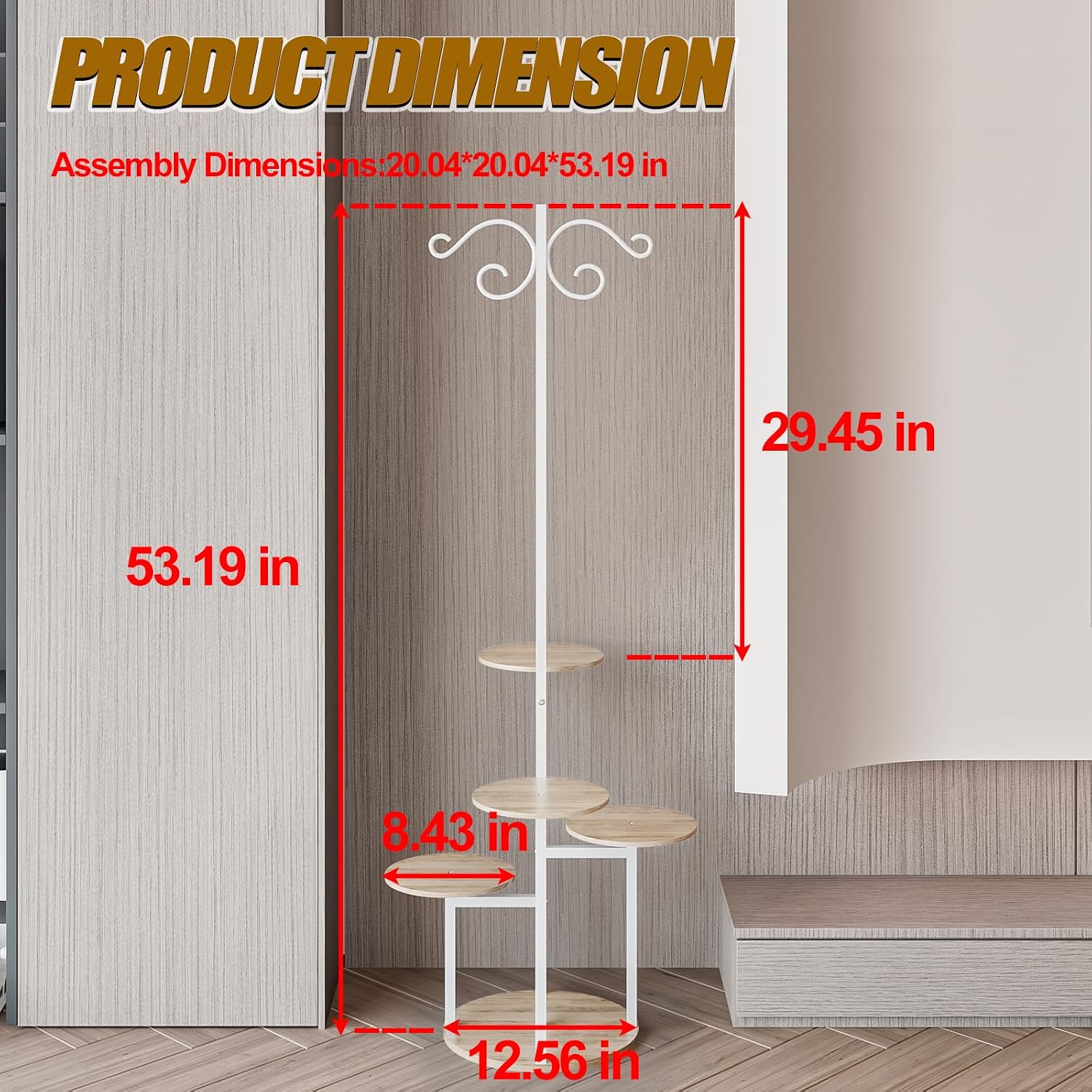 INGIORDAR Plant Stand Indoor Outdoor Corner Flower Stands Multiple Flower Pot Holder for Patio Garden Balcony Living Room (White+Sonoma Oak)