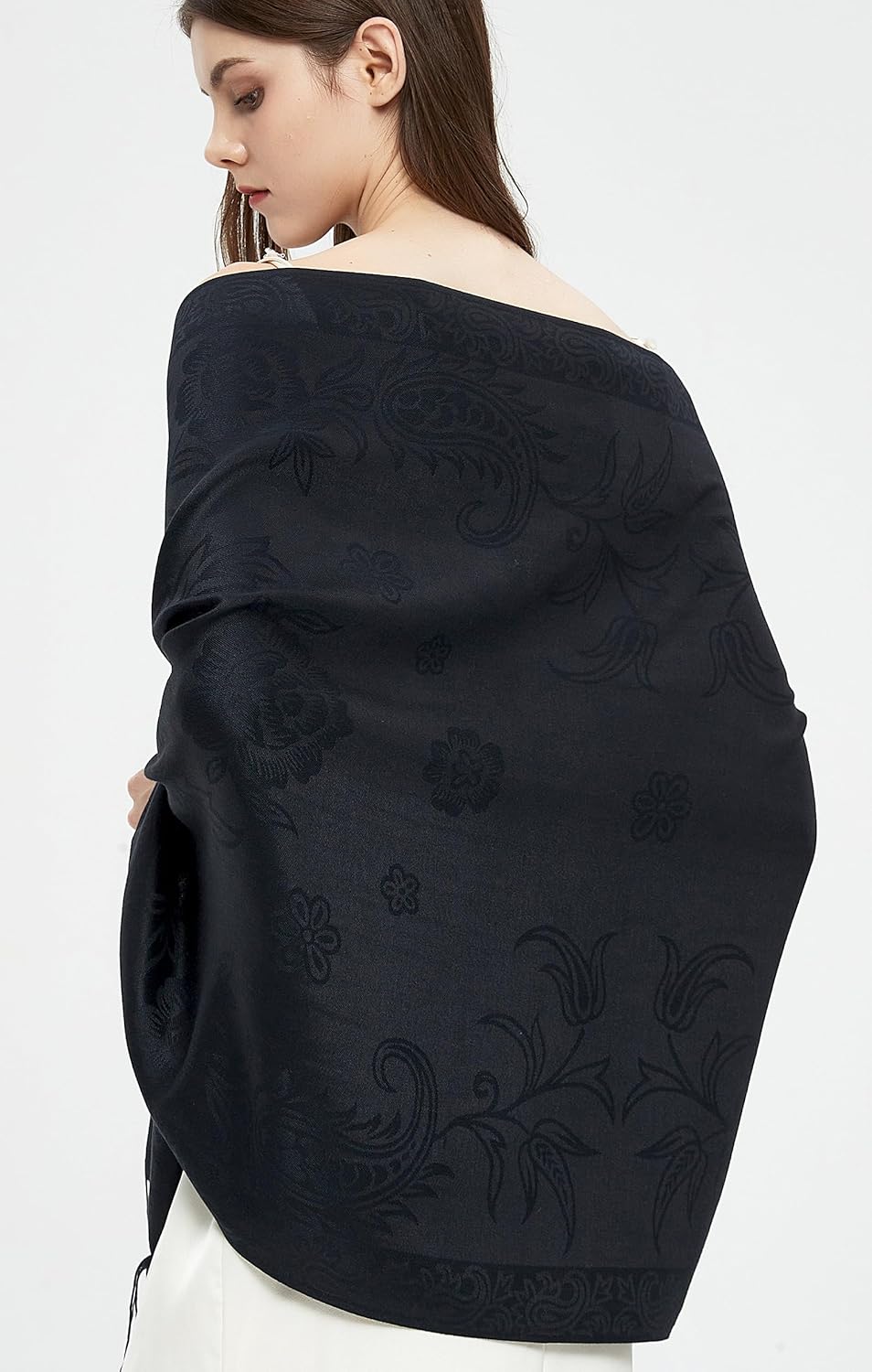 Gragengs Pashmina Shawl Wrap with Ethnic Paisley Two Tone Jacquard Scarf for Women - Image 4