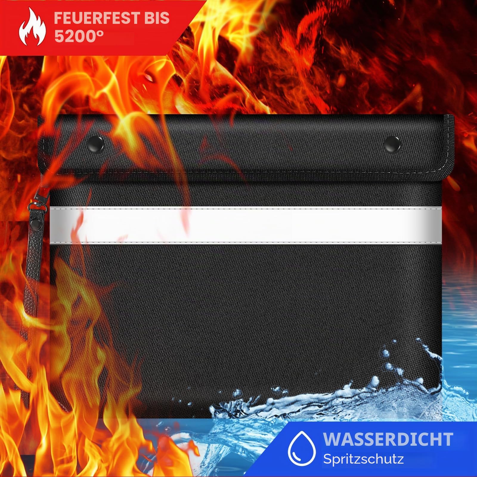 Fireproof Document Bag 5200°F Heat Insulated,Water Fire Proof Bag,Fireproof Money Bag for Cash