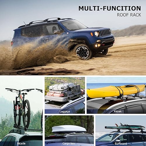 Miniatura 6 de FLYCLE Barras transversales de techo para Jeep Renegade 2015-2024 con cerradura, barras transversales de carga de aluminio para automóvil, equipaje,