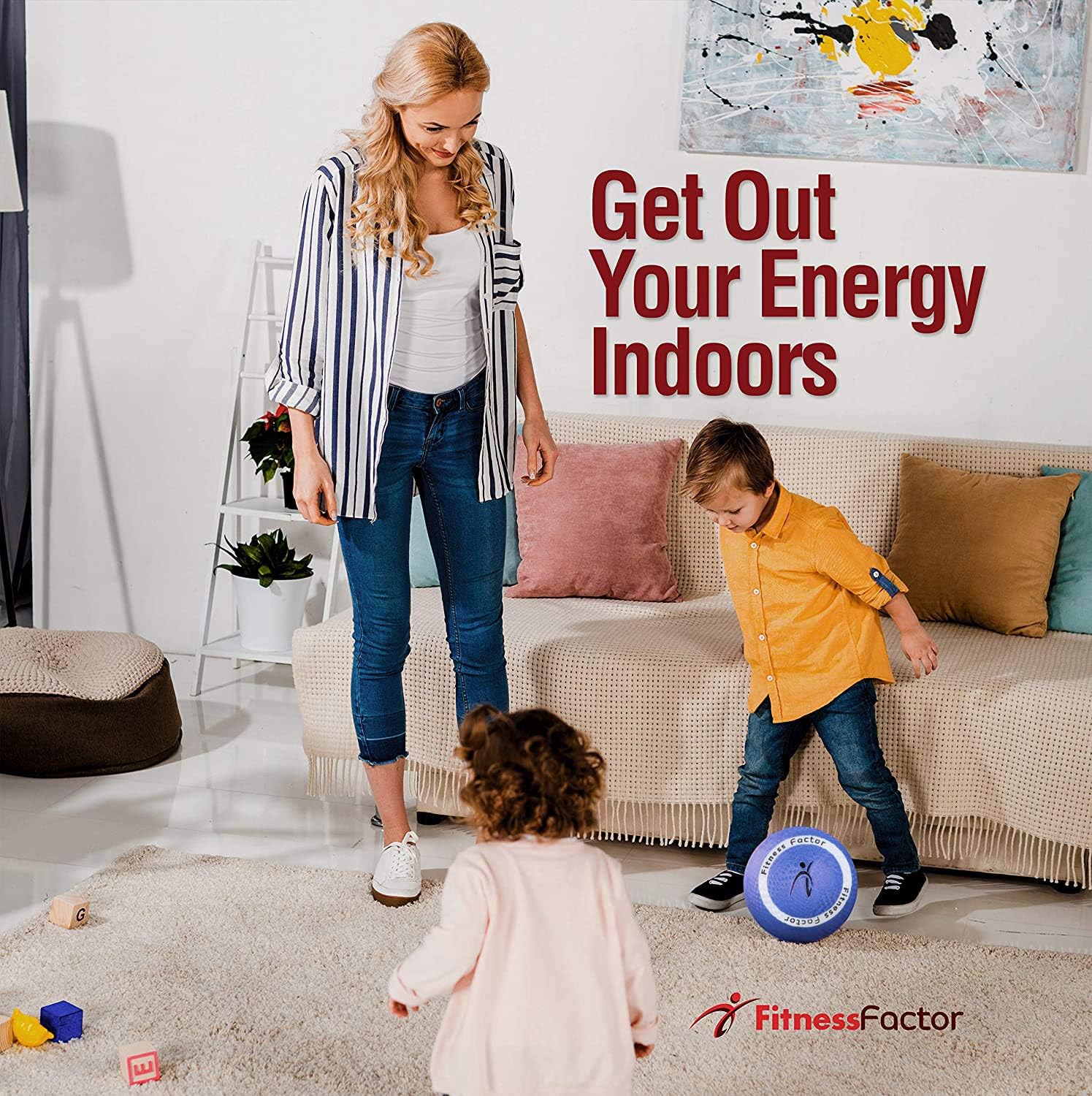 Fitness Factor Inflatable Playground Kickball with Air Pump Rubber Bouncy Dodgeball for Indoor Outdoor Games Handball for Kids 10 Inch (Blue) : Sports & Outdoors