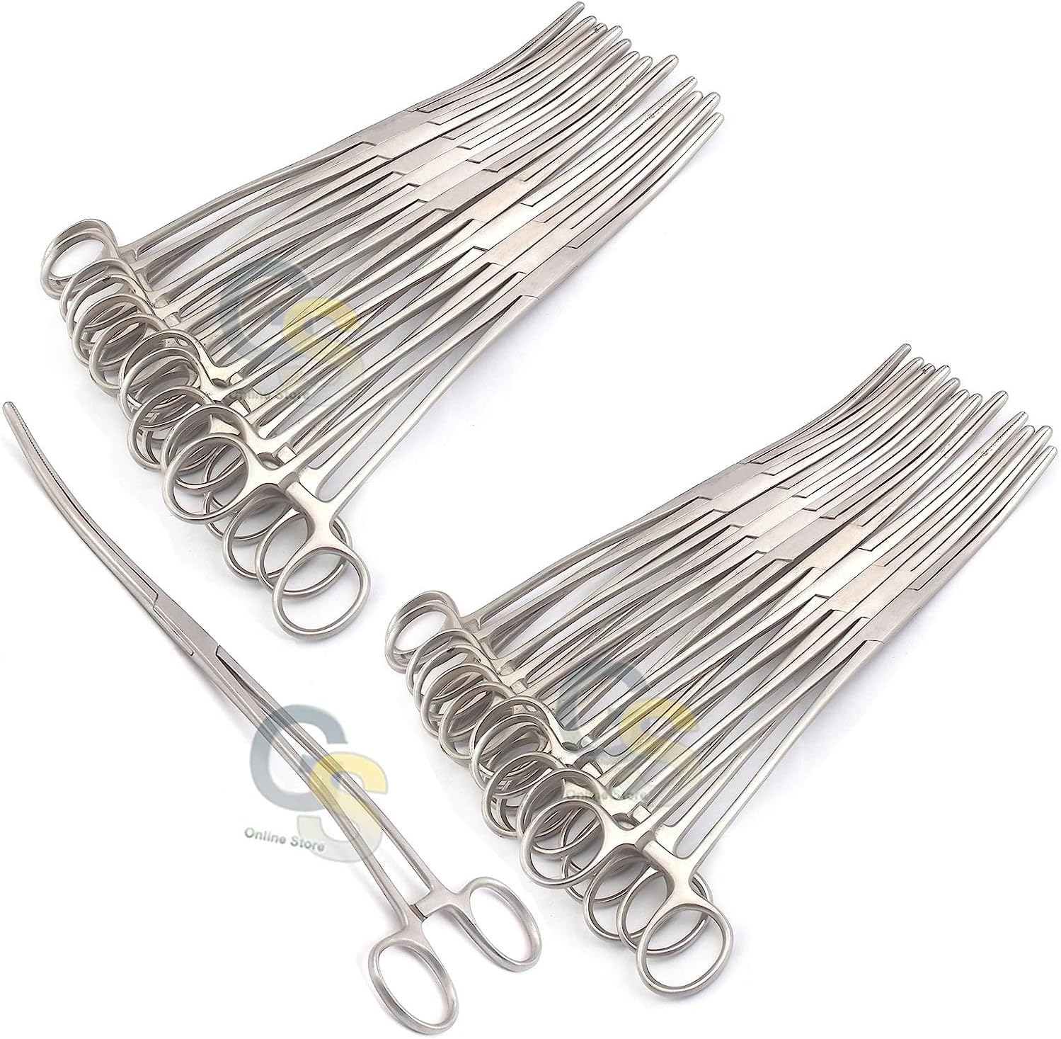 Set of 25 PCS Bozeman Dressing Forceps, Double Curved, 10-1/2" Length Stainless Steel by G.S Online Store