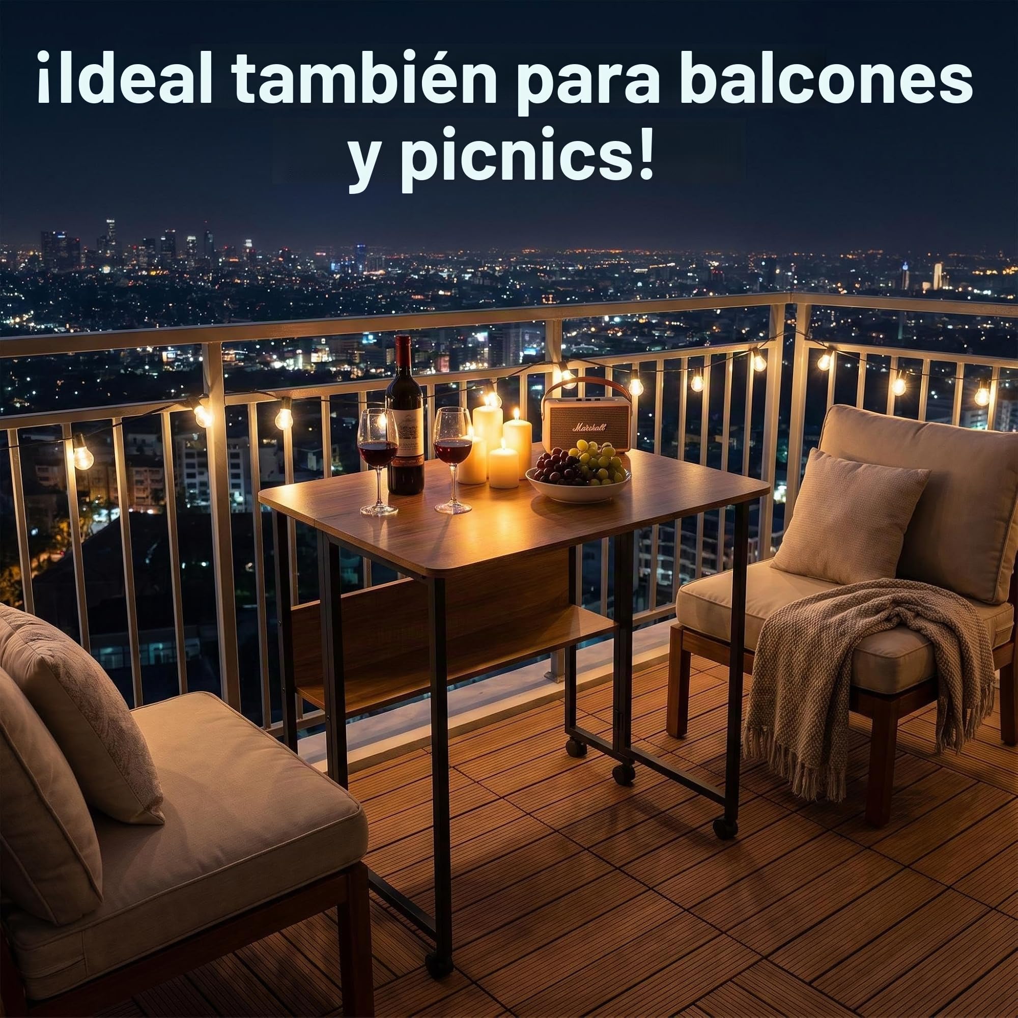 Fiutazge Mesa Escritorio Plegable con Ruedas y Almacenamiento, Mesa Plegable de Pequeño Espacio para Estudio, Casa Oficina, Computadora Manualidades,Marrón y Negro