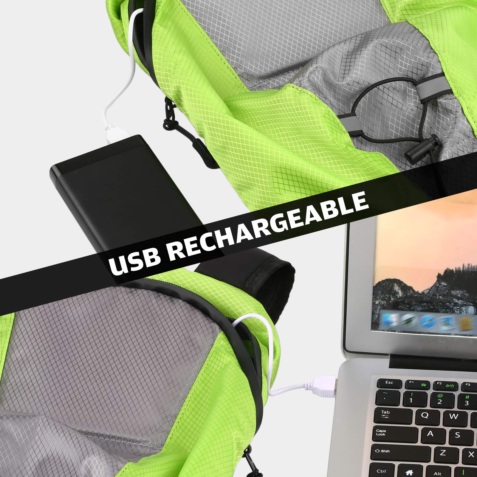 LIXADA Sac À Dos Réfléchissant Léger USB Rechargeable Indicateur de Direction du Signal Lumineux sans Fil à Del pour Cyclisme Courir Marche Jogging (Gris)