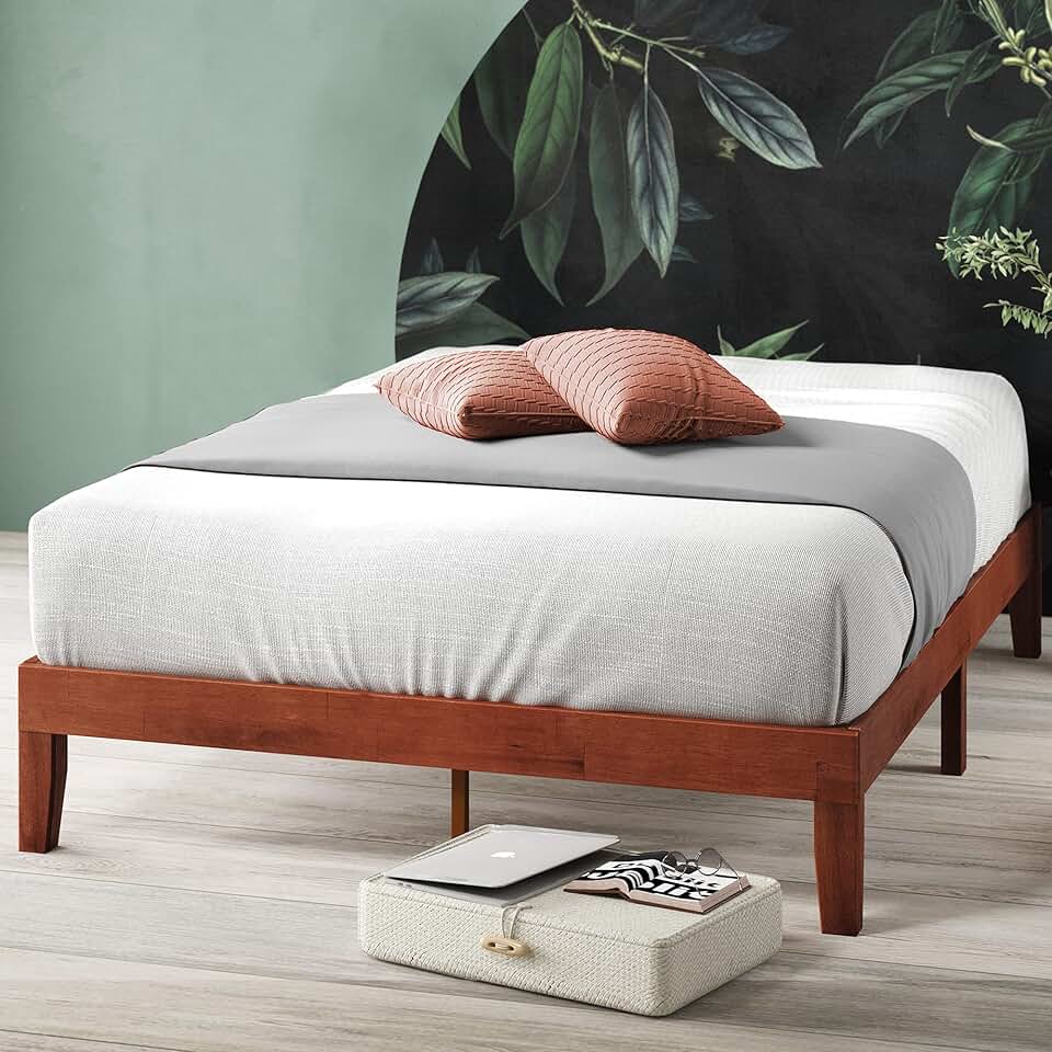 Zinus Wen Wood Platform Bed Frame/Solid Wood Foundation/Wood Slat Support/No Box Spring Needed/Easy Assembly, Queen