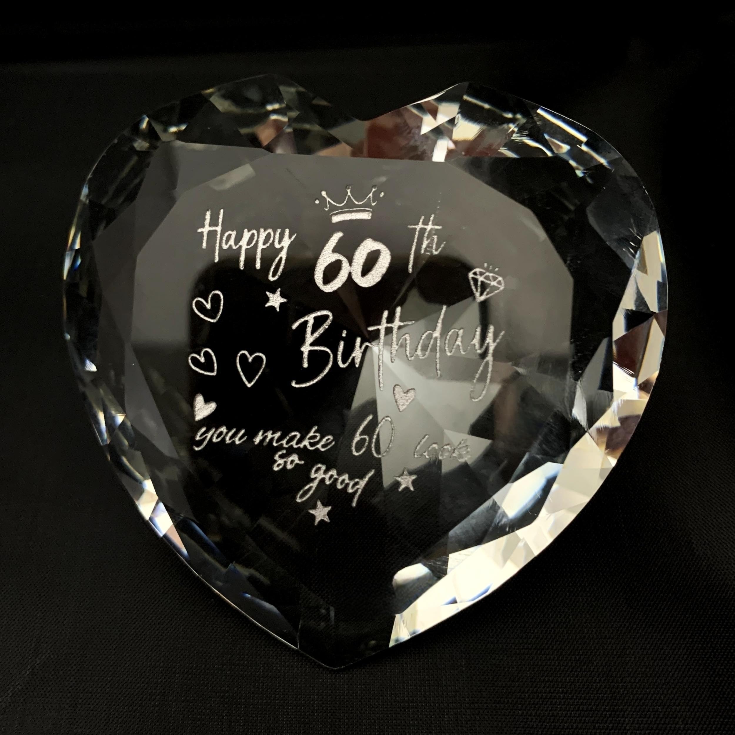 Woshidefa Women's 60Th Birthday Gifts For Gifts For Her Wife,Sister,Mum,Grandma,Crystal Heart Keepsake Paperweight,60 Years Birthday Presents For Friend, Gilfriend