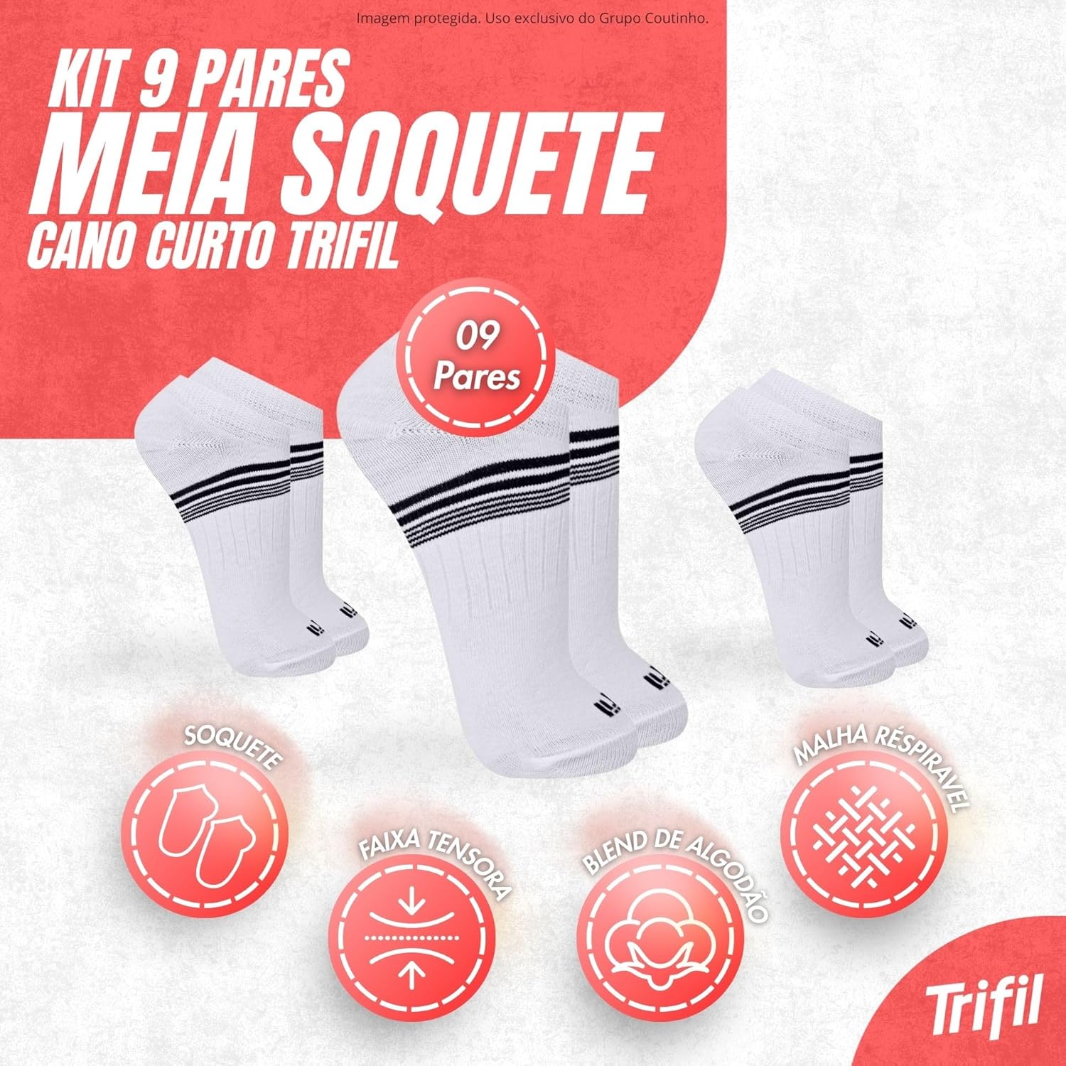 Kit 9 Pares Meia Soquete Cano Curto Trifil Invisível Cotton Esportiva em promoção! Veja a oferta e mais achadinhos de Moda íntima 2 Hoje é o melhor dia para comprar Kit 9 Pares Meia Soquete Cano Curto Trifil Invisível Cotton Esportiva com aquele preço maroto! Promoção! Aproveite a oferta! 2
