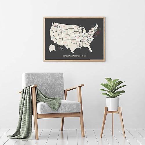 Miniatura 8 de Mapa de pasadores de Estados Unidos de 24 x 17 pulgadas, póster de Estados Unidos para marcar tus aventuras en los Estados Unidos, regalo de