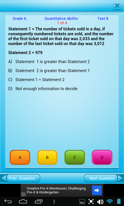 FREE QVprep Lite 6th grade maths (quantitative) and english (verbal ...