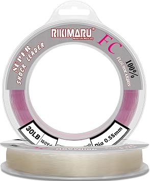 Rikimaru FC 100% Fluorocarbon Pure Shock Resistant, Sinks Faster Than Mono, Leader Material, 2LB-150LB