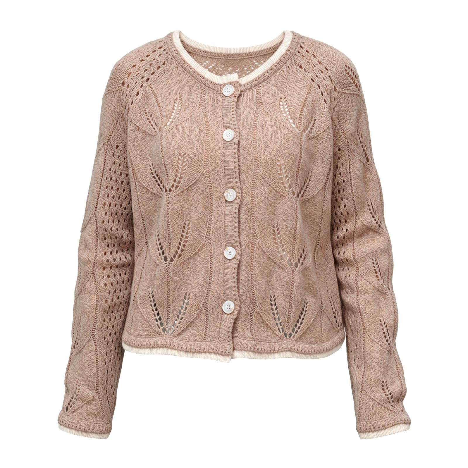 Strickjacke Damen gemütlicher locker gestrickter Cardigan Lange Ärmel Knopfverschluss lässige Strickware ideal zum Kombinieren Leichter Alltags Overall mildes Wetter
