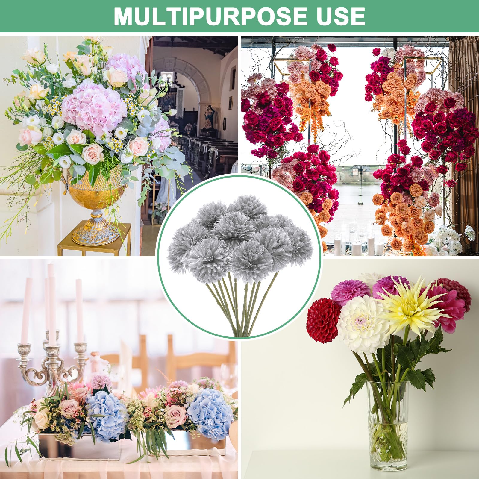 M METERXITY Lot De 12 Boules De Chrysanthème Artificielles De 27,9