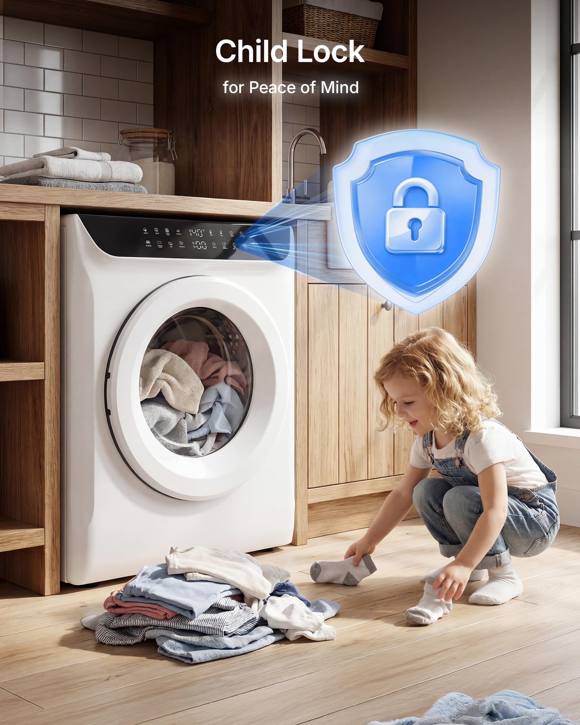 3.5 Cu.Ft Portable Dryer for Clothes, 8 Drying Programs, 1400W Clothes Dryer with LED Control Panel, 120V Dryer, Delay Timer, Anti-Crease, Portable Dryers for Laundry, Apartment, Dorms, Home — view 6
