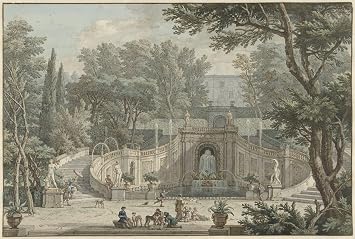 ARTTLBBS Famous Artworks Prints Poster Canvas View of the Garden of Villa Deste in Tivoli by Isaac De Moucheron Artwork Oil Painting for Home Decor 60x90cm
