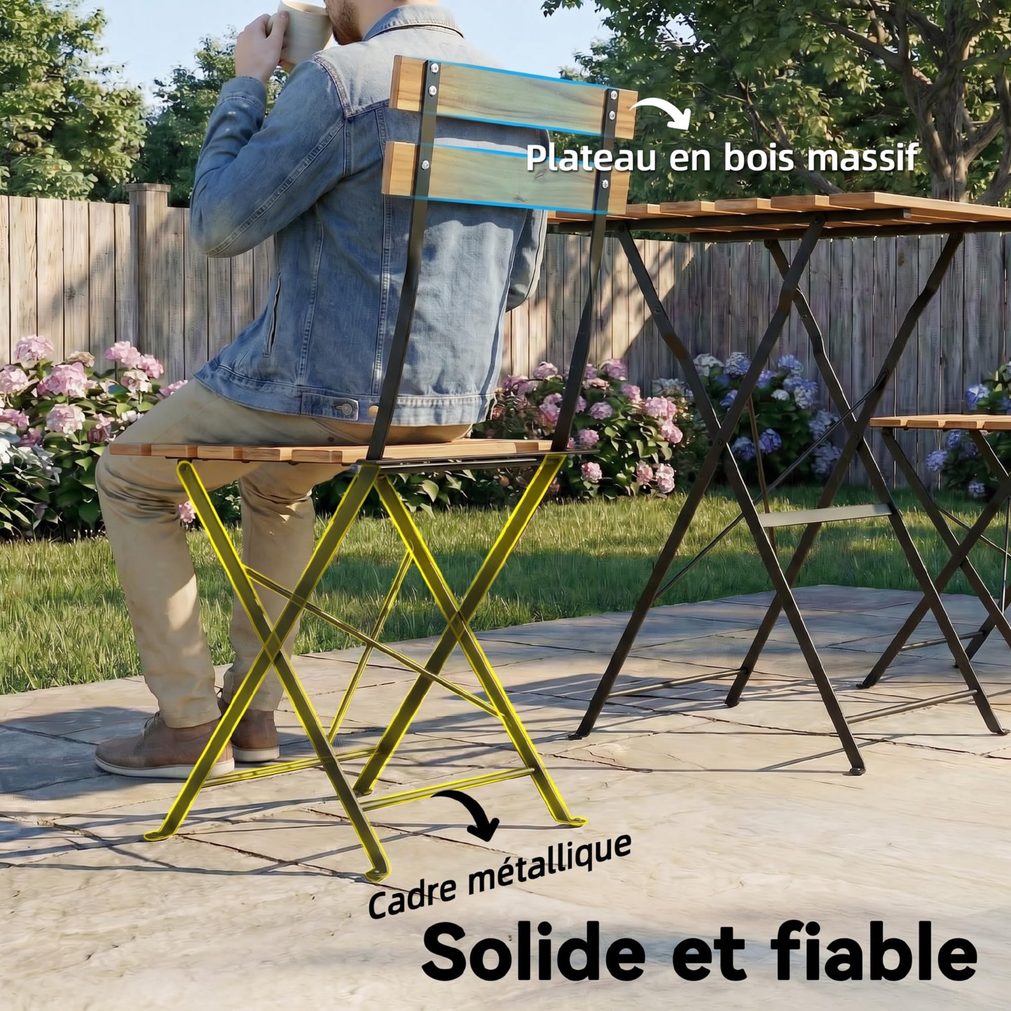 Outsunny Ensemble de Salon de Jardin 3 Pièces 2 Personnes Naturel