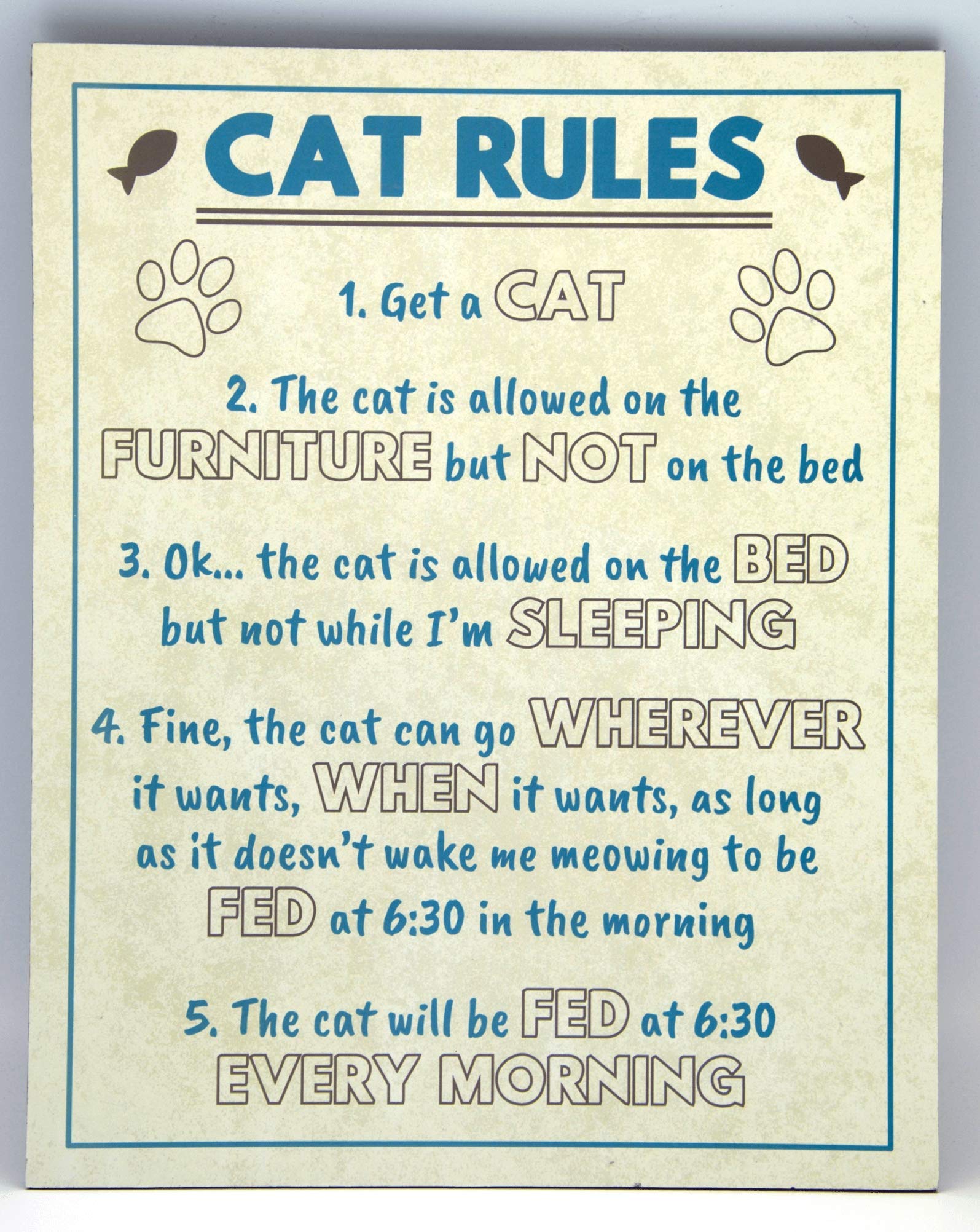 Transomnia Cat Rules Sign | Plaque | Home Decor