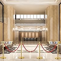 Vista 6 de Wesiti 4 piezas de cola de poste de acero inoxidable, cuerda de terciopelo rojo de 5 pies, cuerdas y postes de alfombra roja, puntales y cuerdas