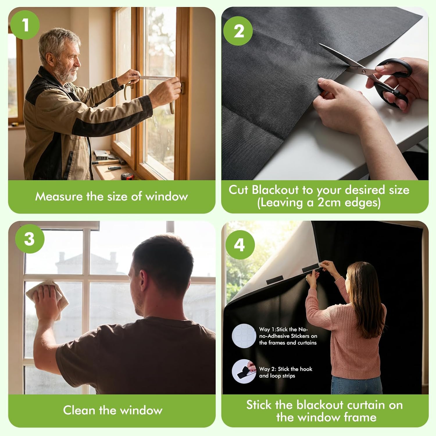 Blackout Curtains for Window Cover 157" x 57",Portable Blackout Shades Blackout Curtains No Drills,Black Out Shades for Bedroom Windows with Stickers, Temporary Black Out Blinds for Skylight Shade