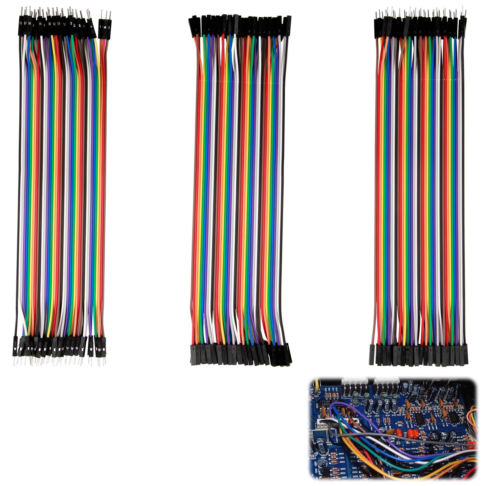 Kit 120 Jumper Wire 20cm, Cavi Dupont maschio-femmina per Breadboard, Arduino, Raspberry Pi, Progetti DIY