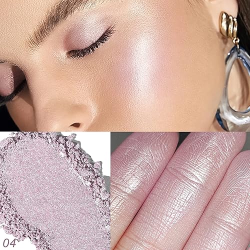 Vista 19 de YOUNG VISION Resaltador de polvo prensado, polvo de contorno de brillo natural horneado y resaltador facial, sin crueldad, maquillaje de resaltado