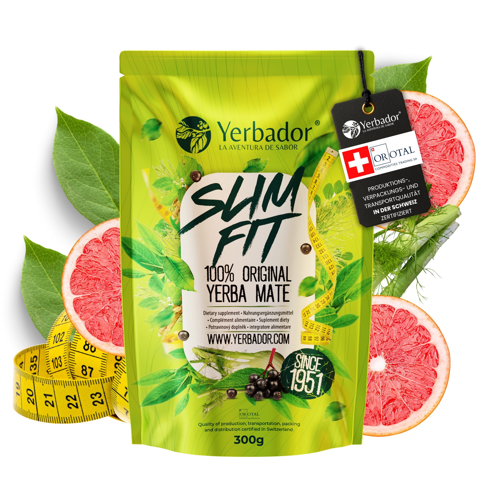 YERBADOR YERBA MATE TEE zum Abnehmen Starter Set | SLIM FIT | Natürliche Energie- und Detoxgetränk, Antioxidant | Yerba-Mate ungeräuchert aus Brasilien - 300g + Keramik-Matero 350ml + Bombilla