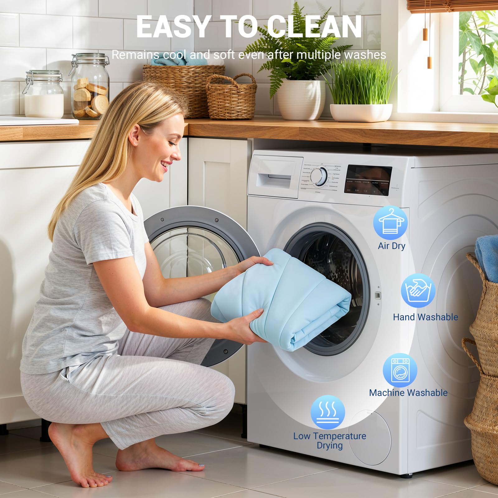 Tappetino Rinfrescante per Cani 100 × 100 cm Grande, Q-Max>0,5 Materassino Autorefrigerante, Doppia Faccia Fresco & Caldo, Lavabile in Lavatrice, Letto Fresco per Gatti,Senza Gel, Cielo Blu