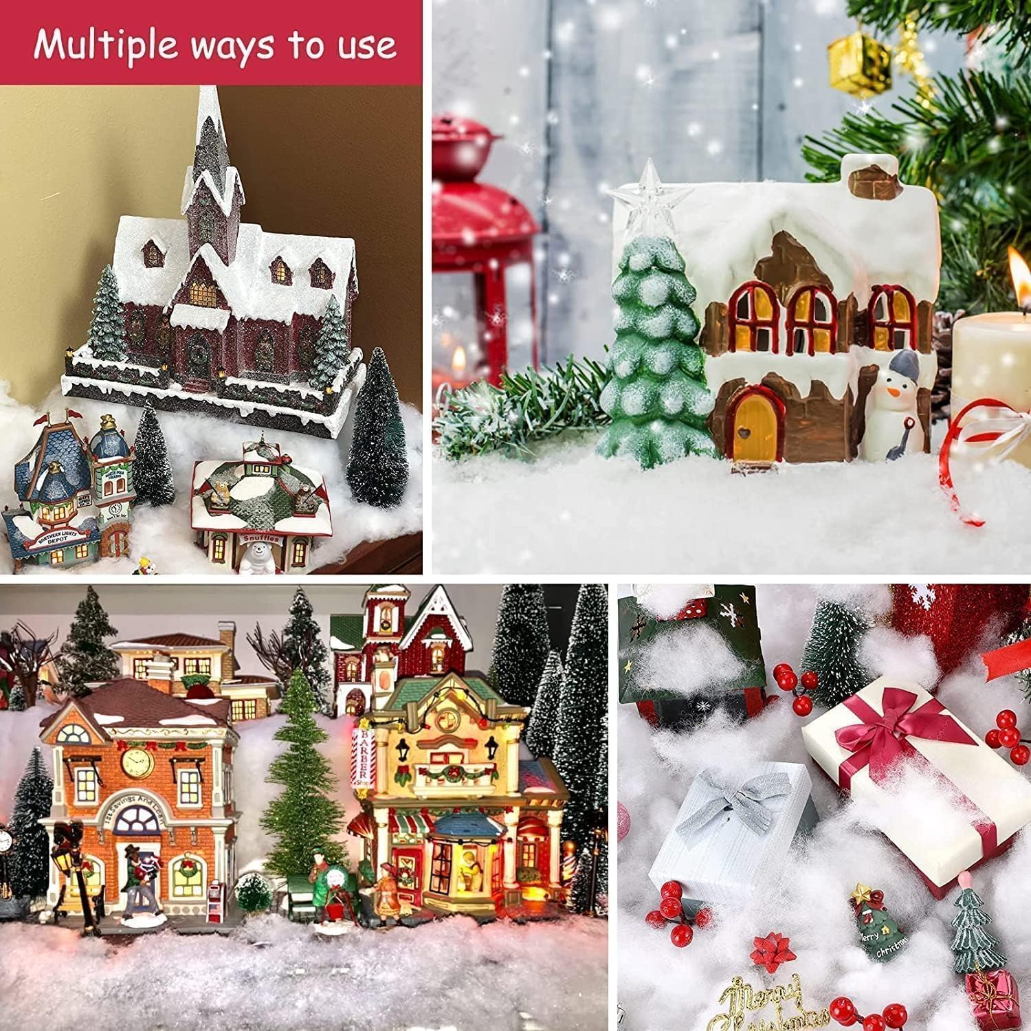 Christmas Fake Snow Decor,Fiber Artificial Snow Cotton Snow Fluffy Indoor Decoration,Mantle Village,Nativity Set,Christmas Tree Decor,Flame Resistant Blankets (17.63 Ounce/500G)