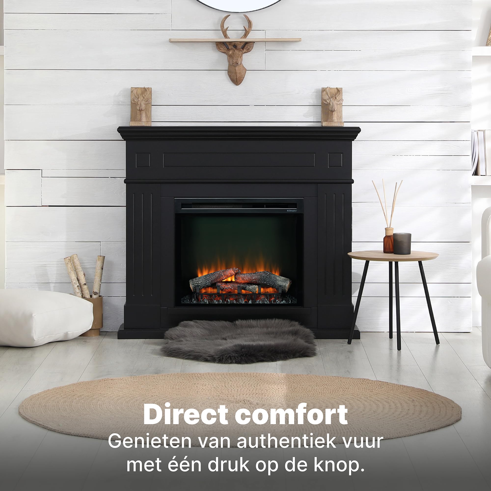 Dimplex Chimenea eléctrica XHD26 Firebox 210975 Efecto Llama Optiflame - Lámparas LED duraderas - Chimenea eléctrica con calefacción - Inserto de Chimenea - Incluye Mando a Distancia, 1400 W, Negro,
