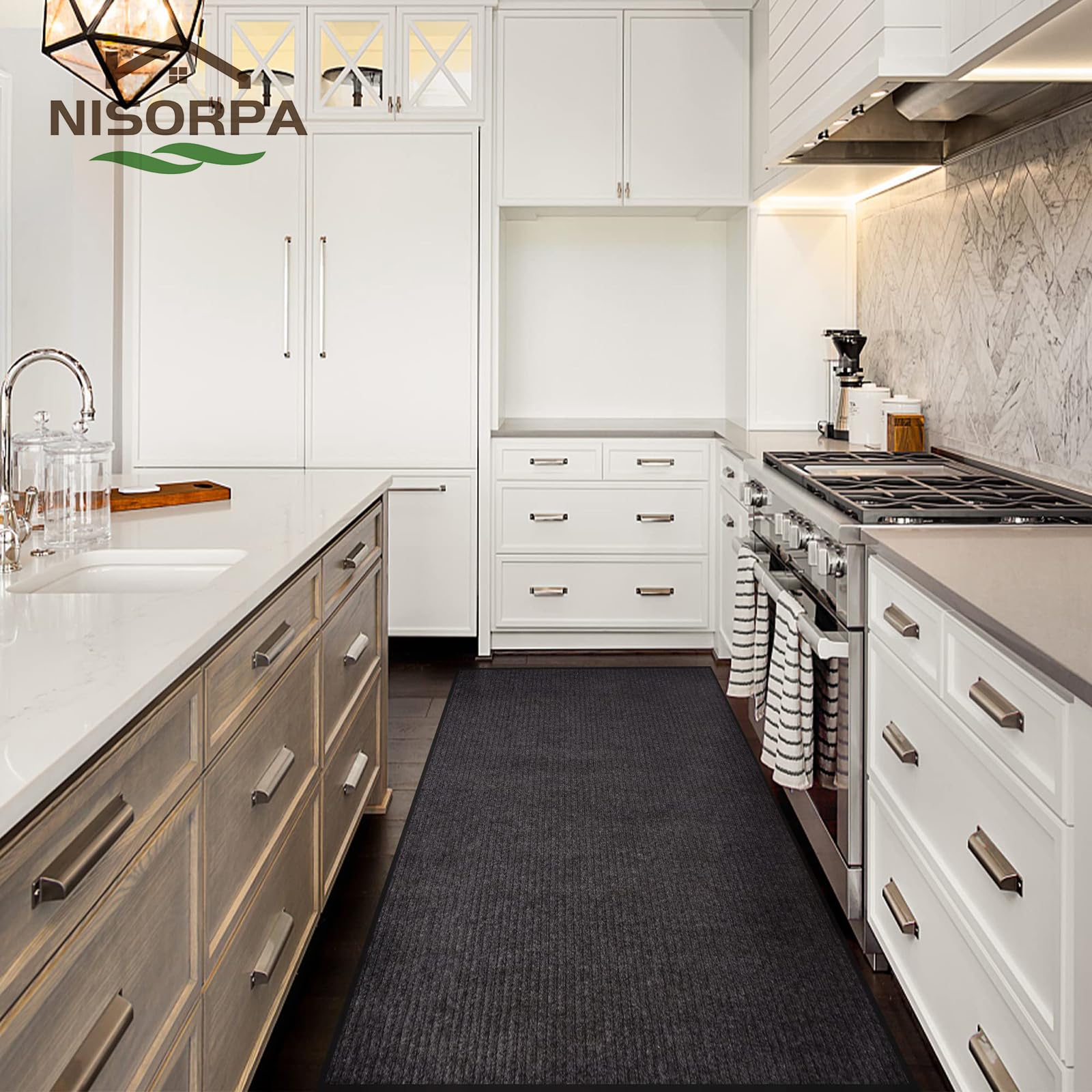 Nisorpa Tapis de couloir antidérapant extra long lavable pour la maison, le bureau, la cuisine - 90 x 500 cm