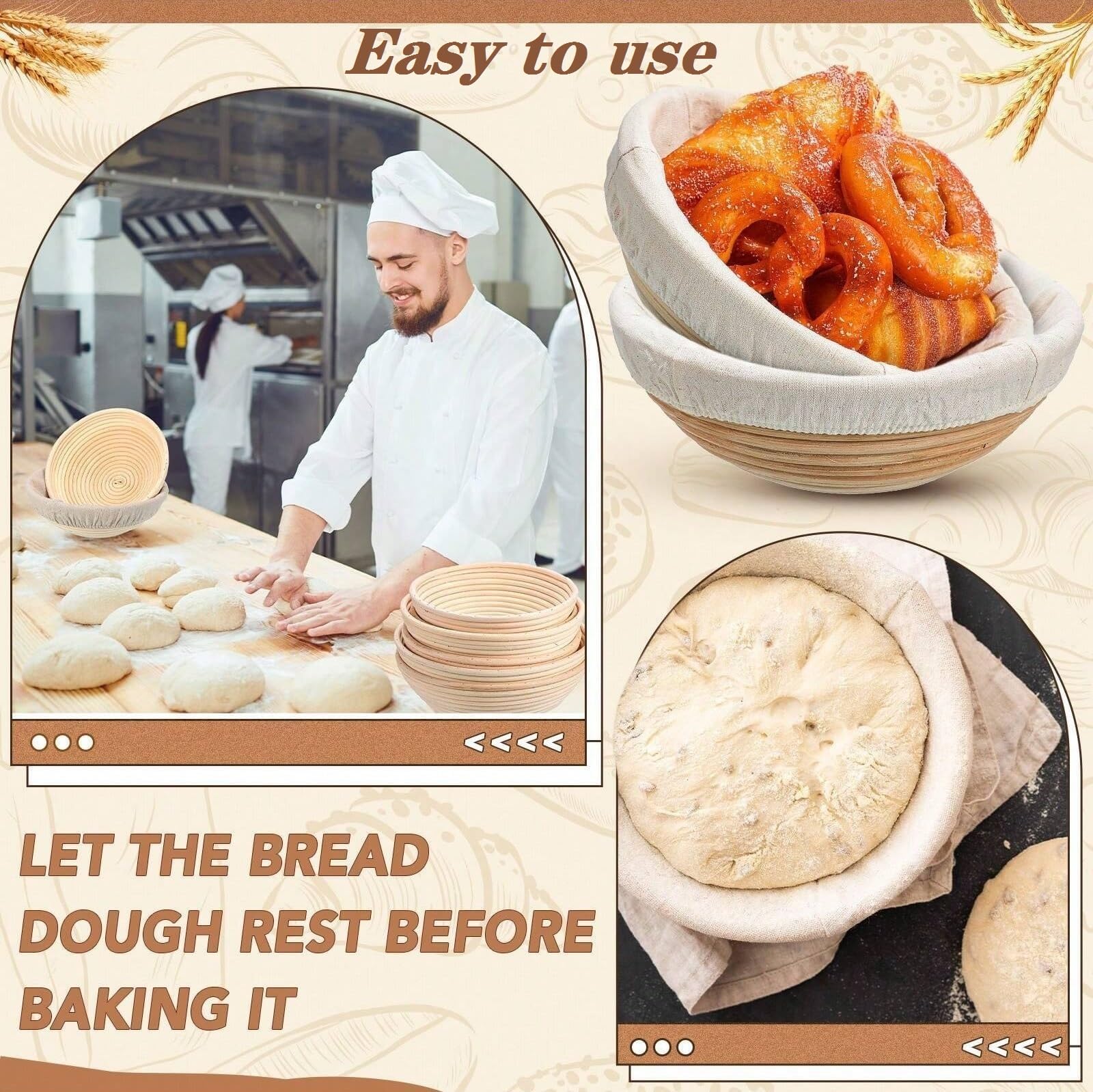 Lot De 10 Paniers à Pain De Fermentation - Kit De Démarrage - Panier De Fermentation Rond De