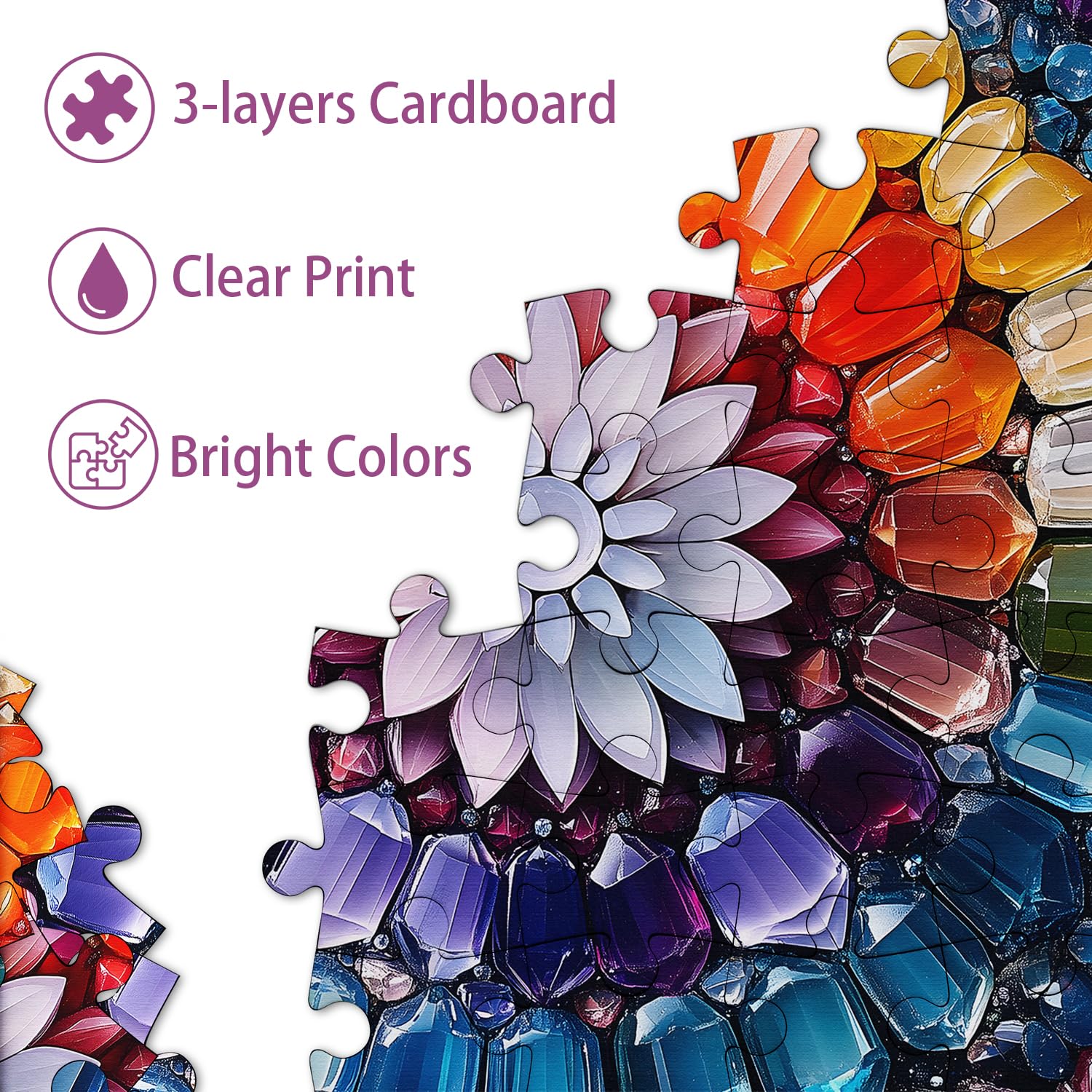 PICKFORU Crystal Puzzles for Adults 1000 Pieces, Gem Art 1000 Piece Puzzle Crystal Art, Colorful Challenging Rainbow Jigsaw Puzzles as Home Decor - Image 5