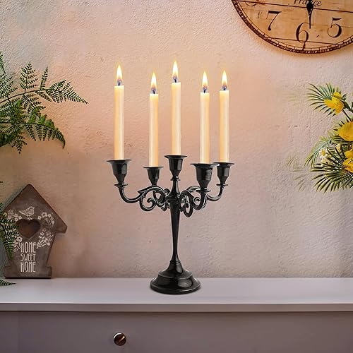 Miniatura 10 de Rely+ - Candelabro de 5 brazos de 10 pulgadas de alto, soportes para velas, candelabros para decoración del hogar, bodas, fiestas, centro de mesa de