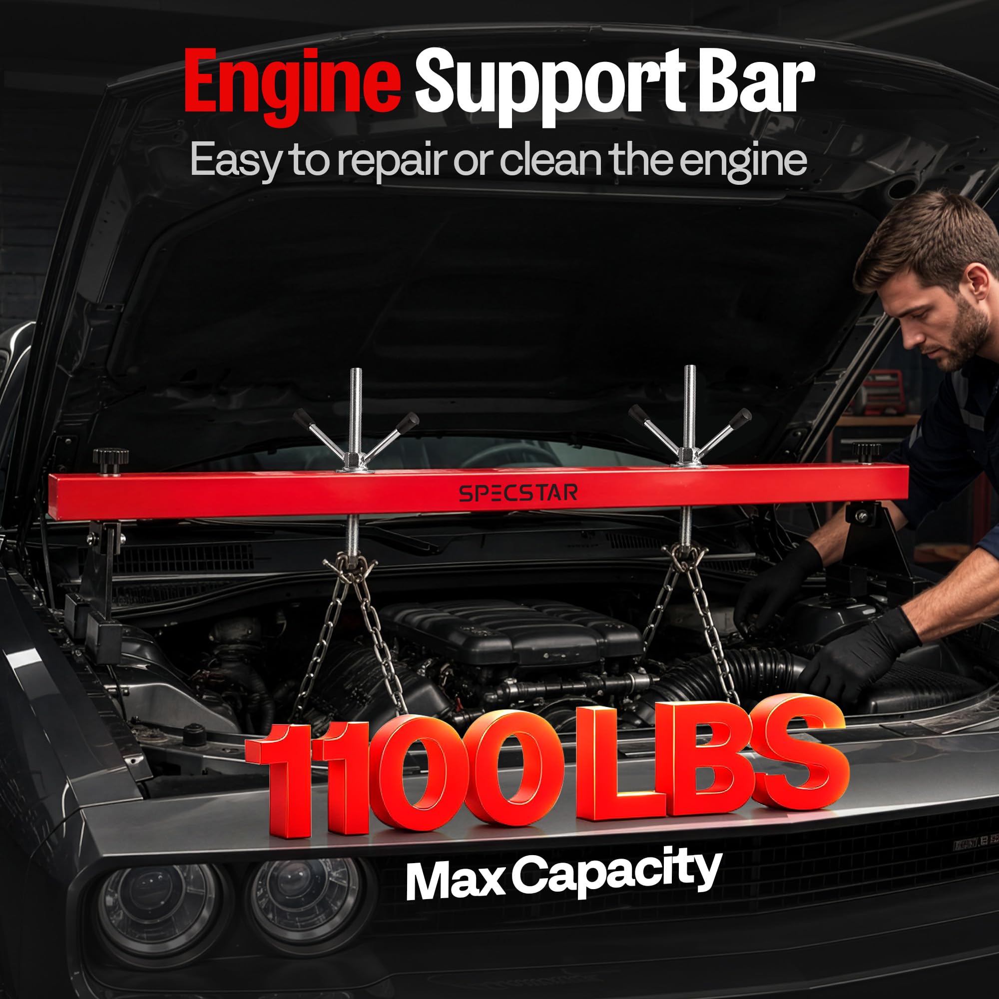 Snapklik.com : SPECSTAR 1100 Lbs Engine Support Bar Transverse Hoist ...