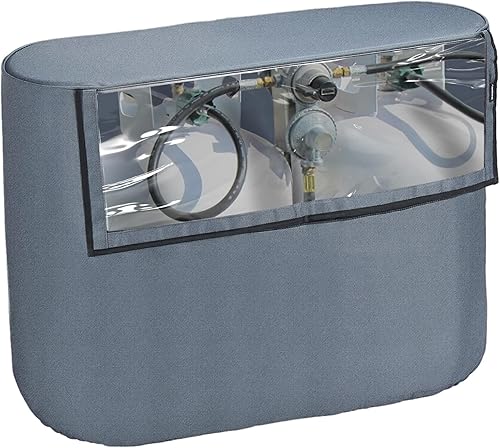BougeRV Cubierta de tanque de propano para remolque de caravana, visible para válvula, apto para tanques dobles de 20 libras, fundas de repuesto