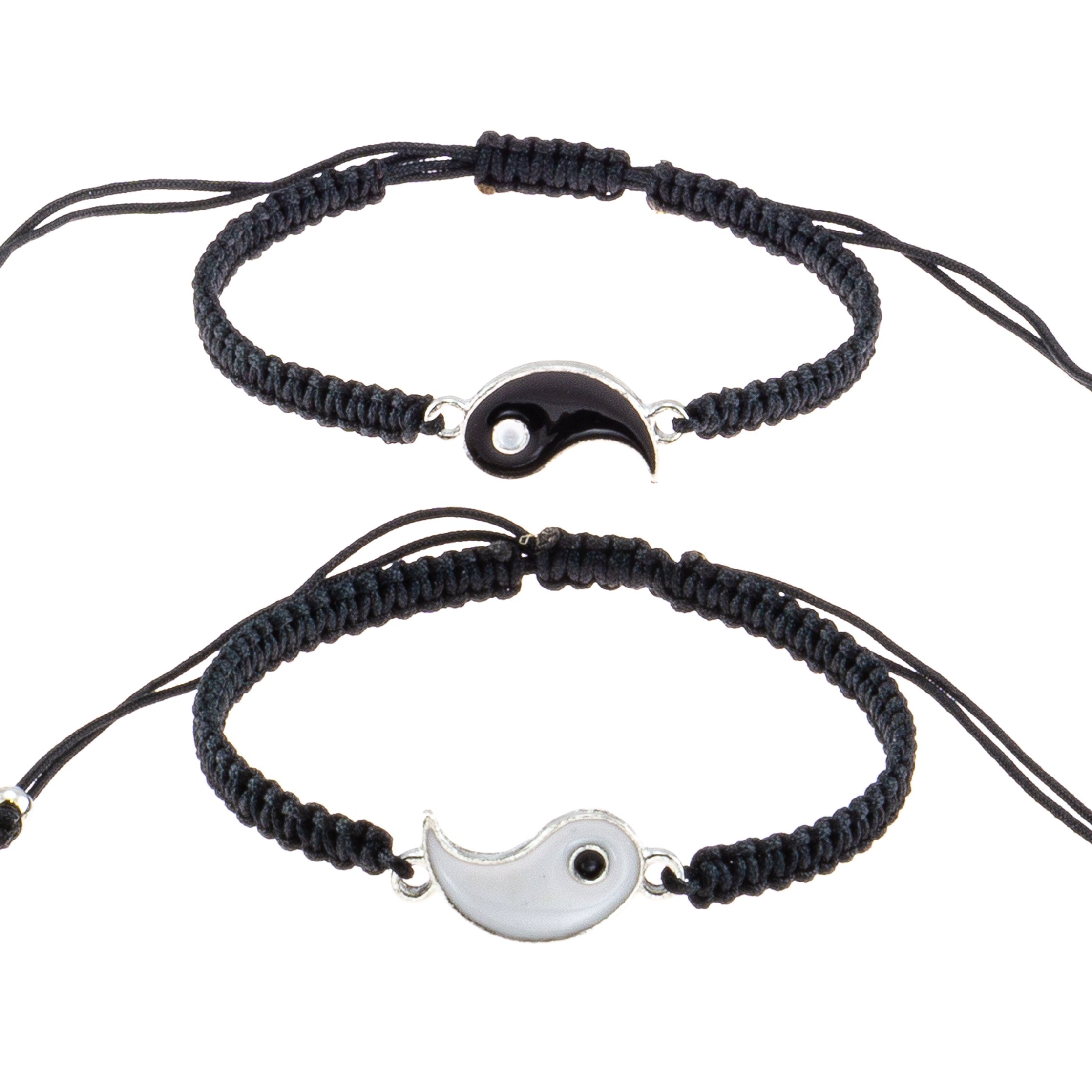 BlueRica 2 Piece Adjustable Bracelets ~ Black Macrame Yin Yang Bracelet Couple Set, synthetic-fiber (B08DJBT7W5) Amazon Price History, Amazon Price Tracker