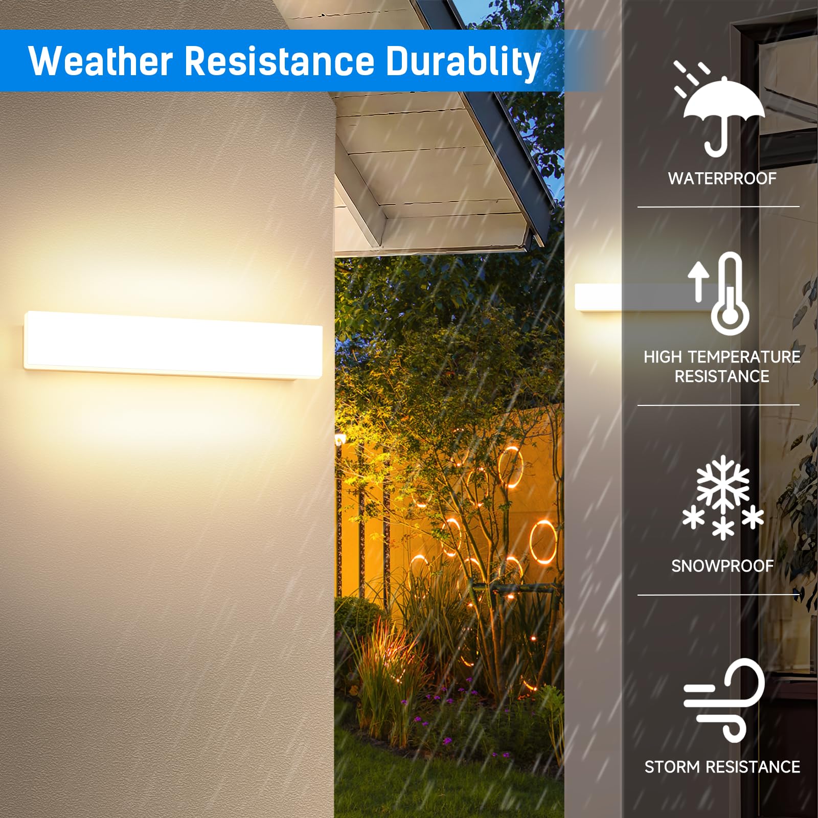 ledmo 2 Pezzi Applique da Parete LED 10W 3000K Bianco IP54 Interno Esterno | Luce diffusa su tutti i lati, design sottile da 30 cm e posa verticale/orizzontale; ideale per salotto, camera e corridoio.