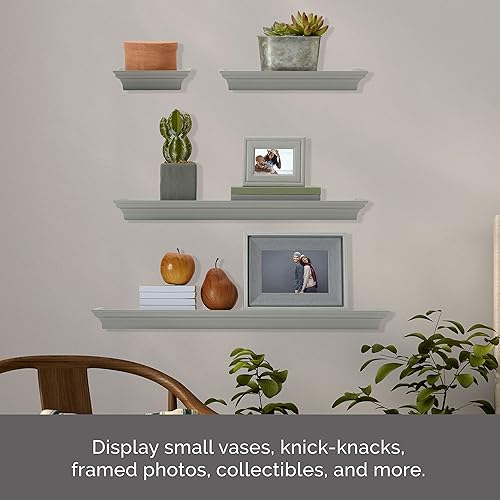 Miniatura 3 de Melannco Estantes flotantes de pared para dormitorio, sala de estar, baño, cocina, cuarto de bebé, juego de 4, gris, 4 unidades